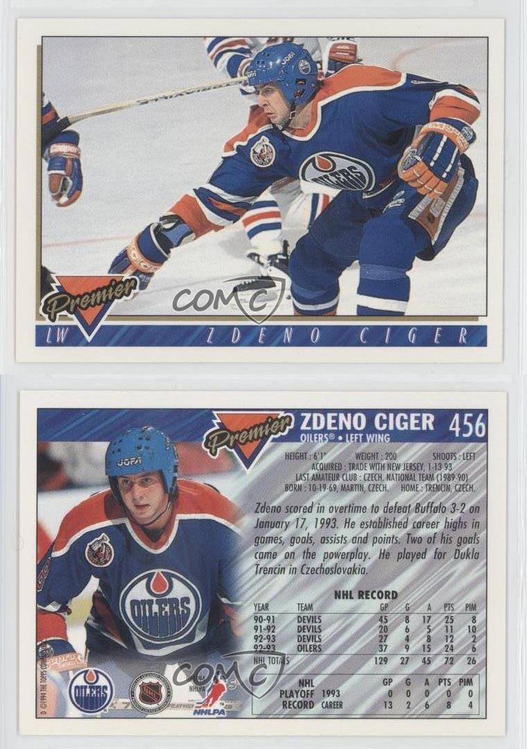 1993-94 Topps Premier #456 Zdeno Ciger Edmonton Oilers Hockey Card | eBay