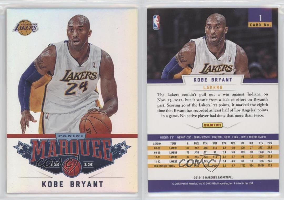 2012-13 Panini Marquee Kobe Bryant #1 HOF | eBay
