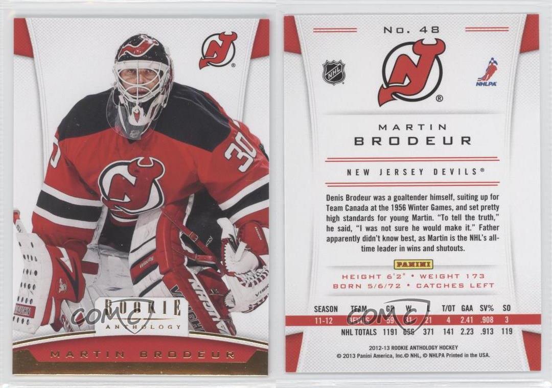  2012-13 Panini Rookie Anthology Hockey #48 Martin Brodeur New  Jersey Devils : Collectibles & Fine Art