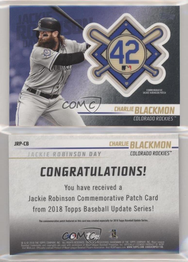 2018 Topps Update Jackie Robinson Day Manufactured Charlie Blackmon Patch