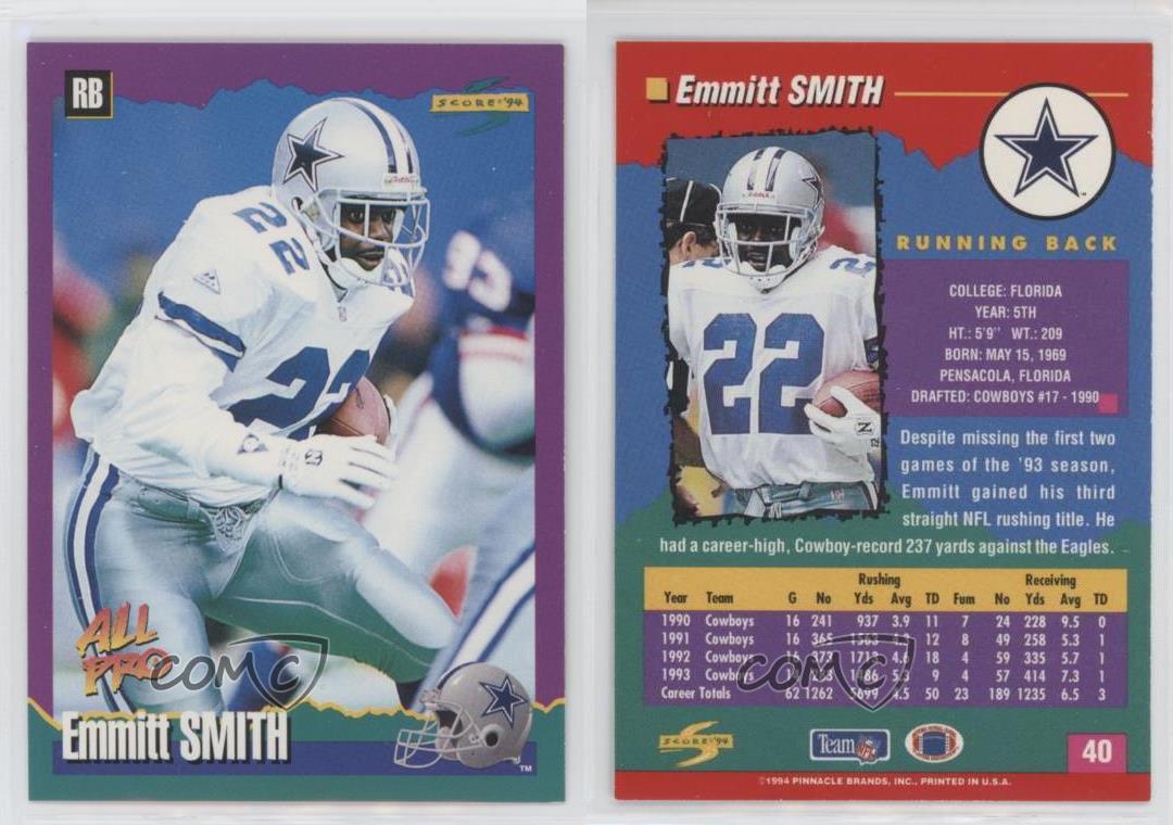 Emmitt Smith 1994 Score All Pro Series Mint Card #40