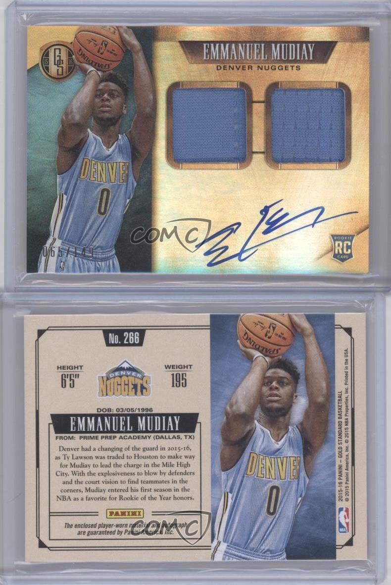 2015 Panini Gold Standard Jersey Double /149 Emmanuel Mudiay #266 Rookie Auto RC