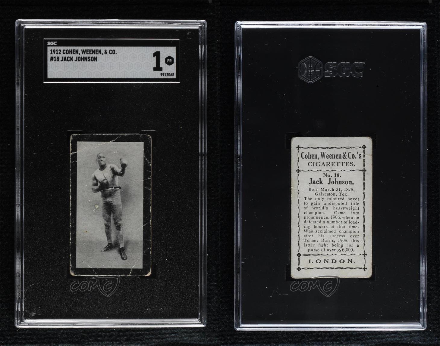 1912 Cohen Weenen & Co Tobacco Jack Johnson #18 SGC 1 - Picture 3 of 3