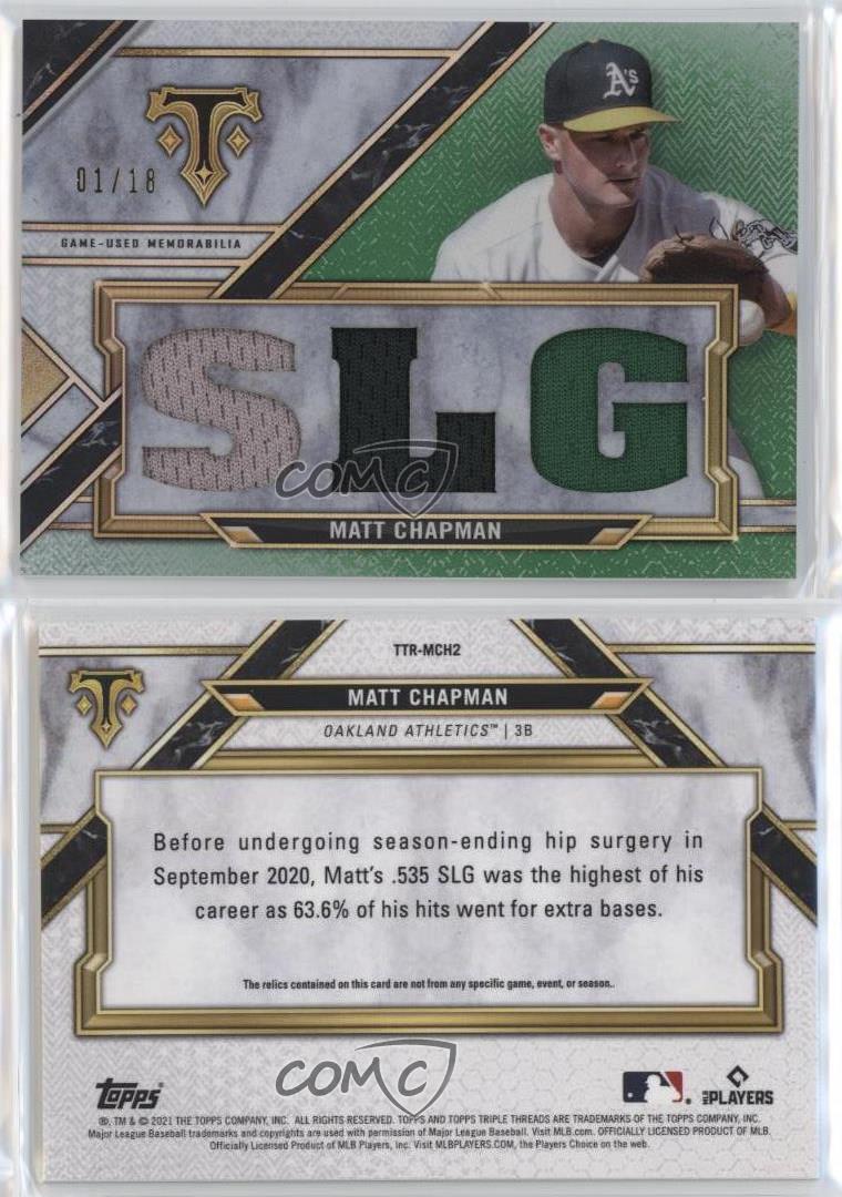 2021 Topps Triple Threads Relics Emerald /18 Matt Chapman #TTR-MCH2 - Foto 3 di 3