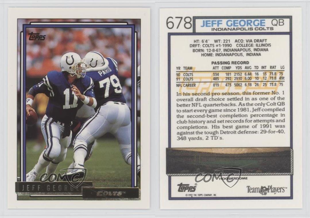 1992 Topps Gold Jeff George #678 - Picture 3 of 4