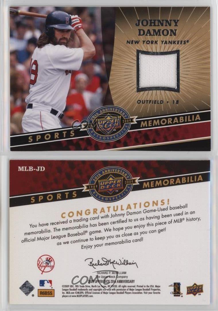 2009 Upper Deck 20th Anniversary Johnny Damon Memorabilia Card #MLB-JD