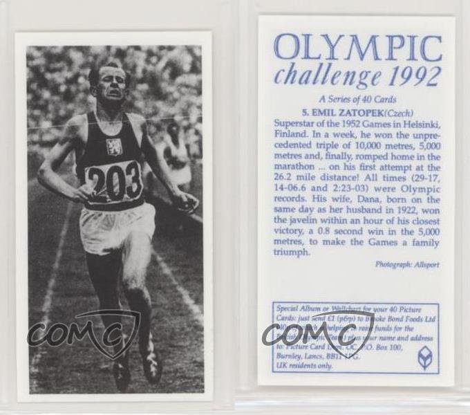 C277 Olympic Challenge 1992 #5 Emil Zatopek Brooke Bond Tea Card 