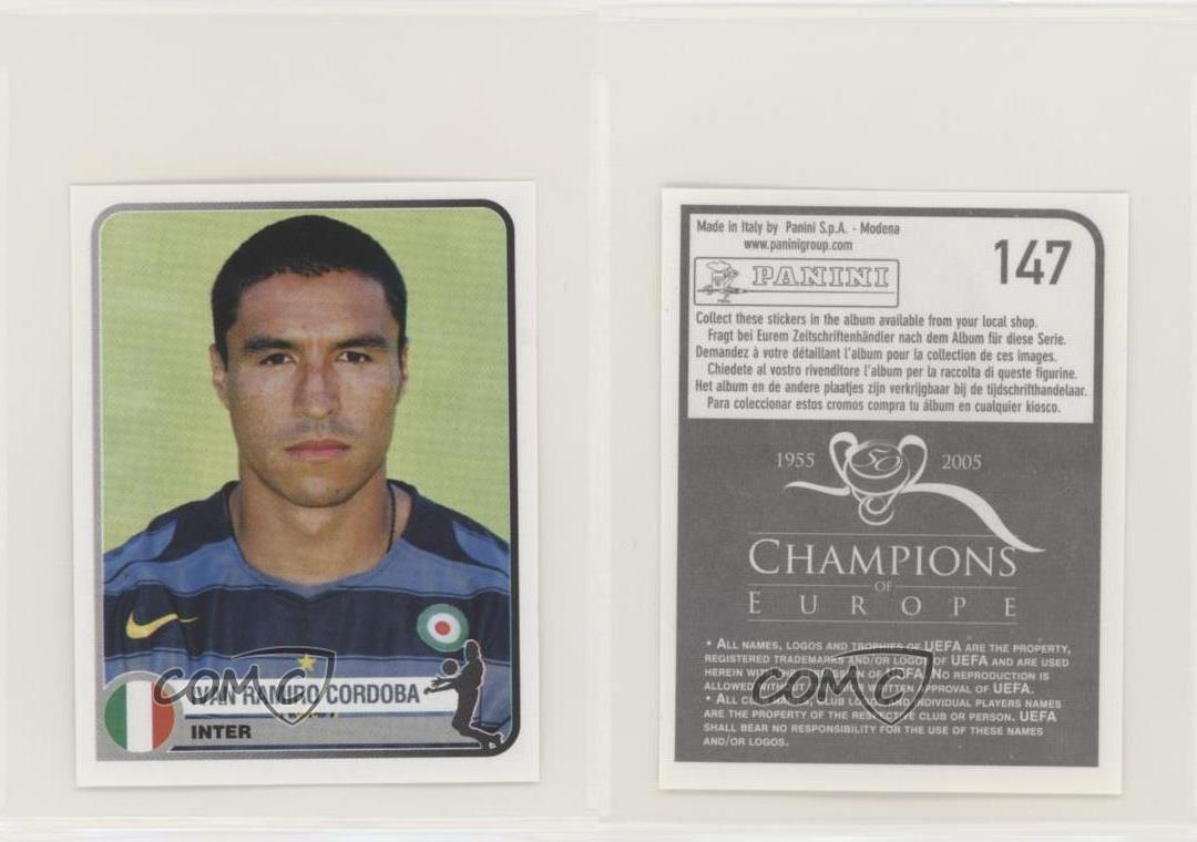 Panini 147 Ivan Ramiro Cordoba Inter Mailand Champions of Europe 1955-2005 