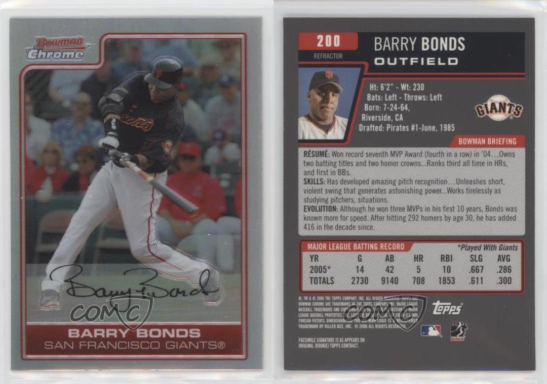 2006 Bowman Chrome Refractor Barry Bonds #200