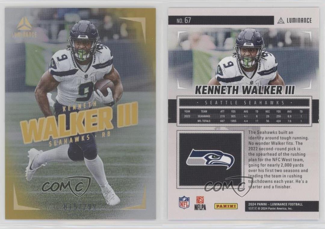 2024 Panini Luminance Gold /299 Kenneth Walker III #67 - Foto 4 di 4