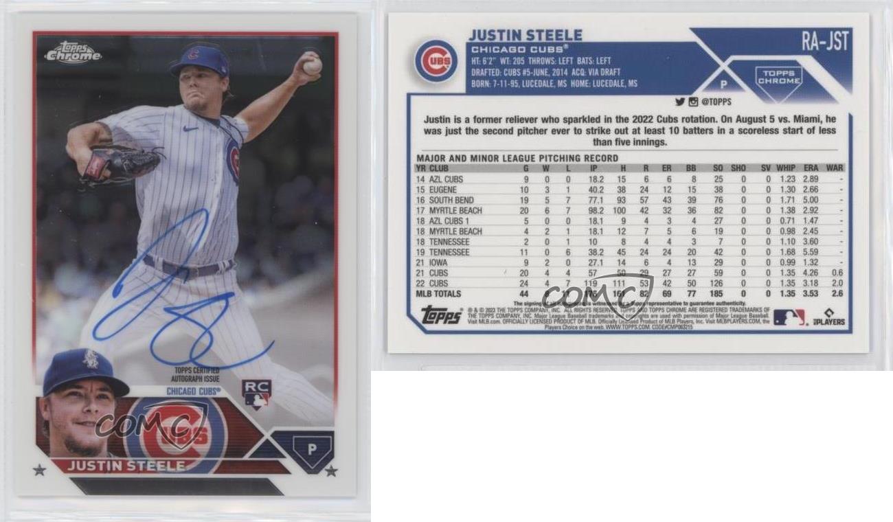 2023 Topps Chrome Rookie Auto Justin Steele #RA-JST Auto RC