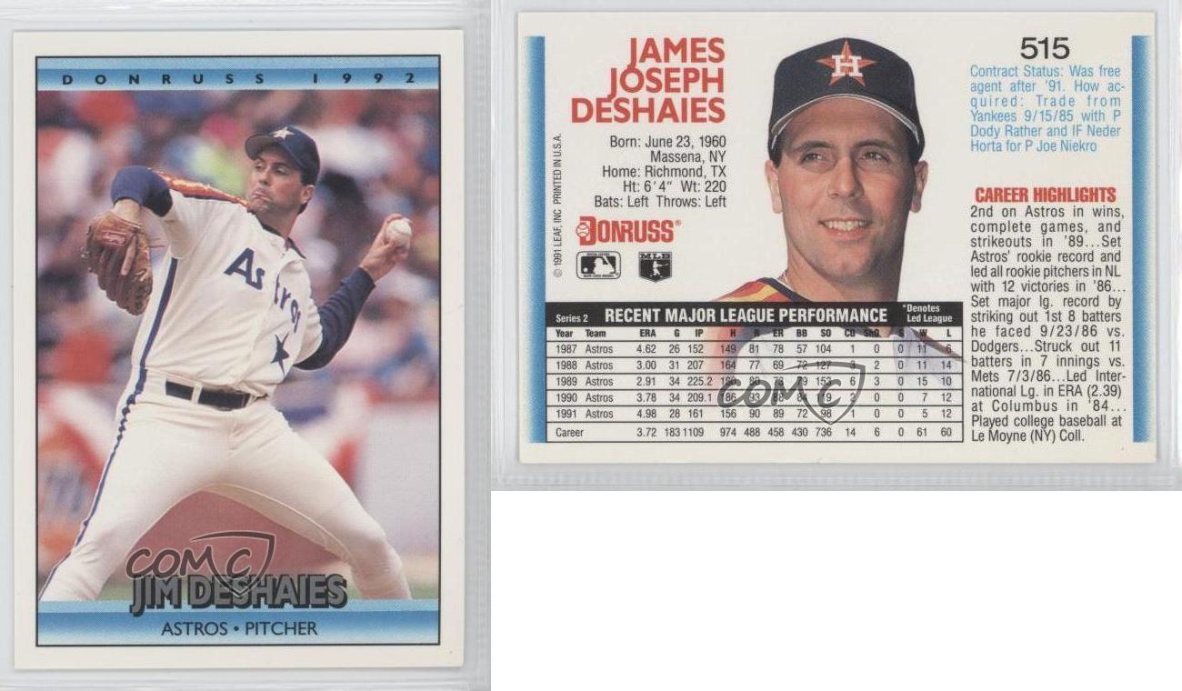 Jim Deshaies Signed 1992 Upper Deck Baseball Card - Houston Astros