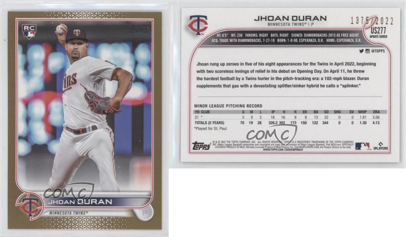 Jhoan Duran Rookie 2022 Topps Update Minnesota Twins #US277