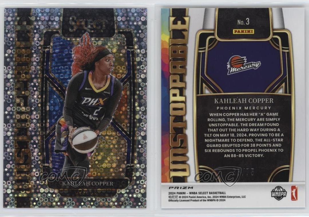 2024 Panini Select WNBA Unstoppable White Disco Prizm /75 Kahleah Copper #3 - Foto 3 di 4