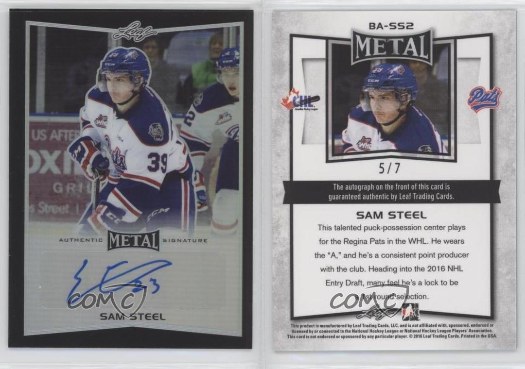 2015-16 Leaf Metal Black Prismatic /7 Sam Steel #BA-SS2 Auto - Bild 3 von 3