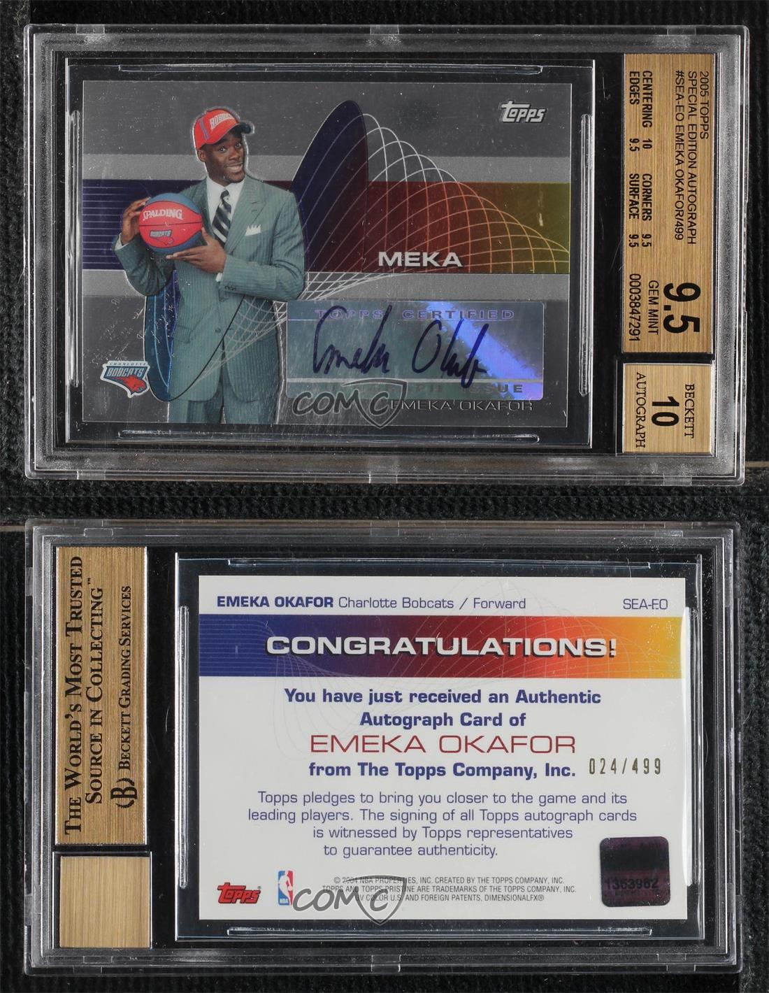2004-05 Topps Special Edition /499 Emeka Okafor BGS 9.5 GEM MINT Rookie Auto RC - Picture 3 of 3