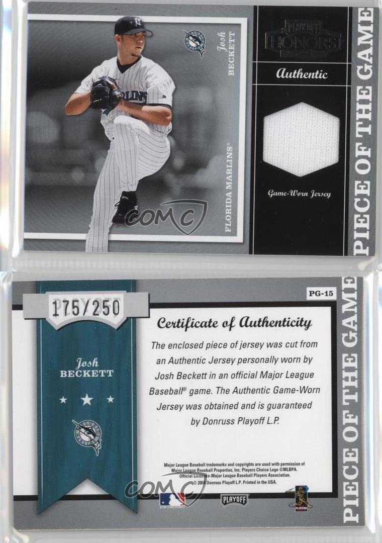 2004 Playoff Honors Piece of the Game Jerseys /250 Josh Beckett #PG-15