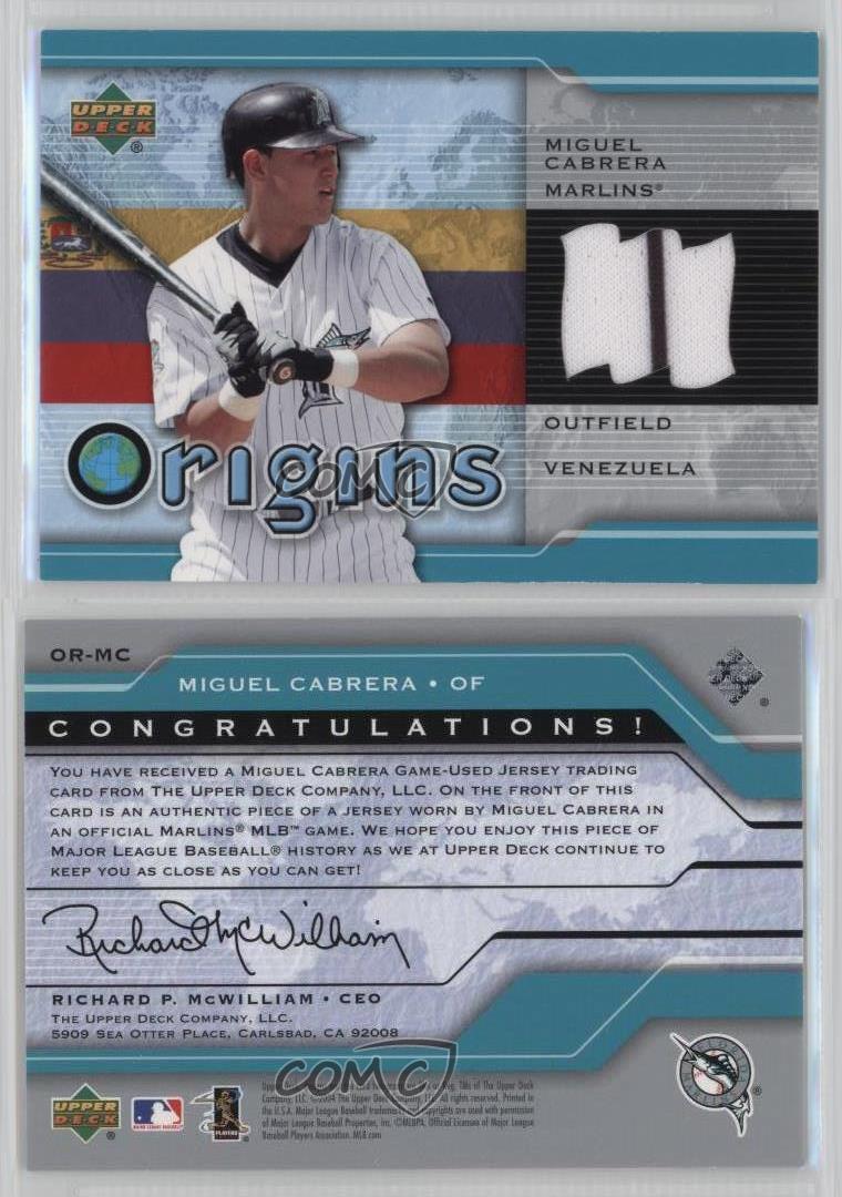 2005 Upper Deck Origins Miguel Cabrera Game Used Jersey