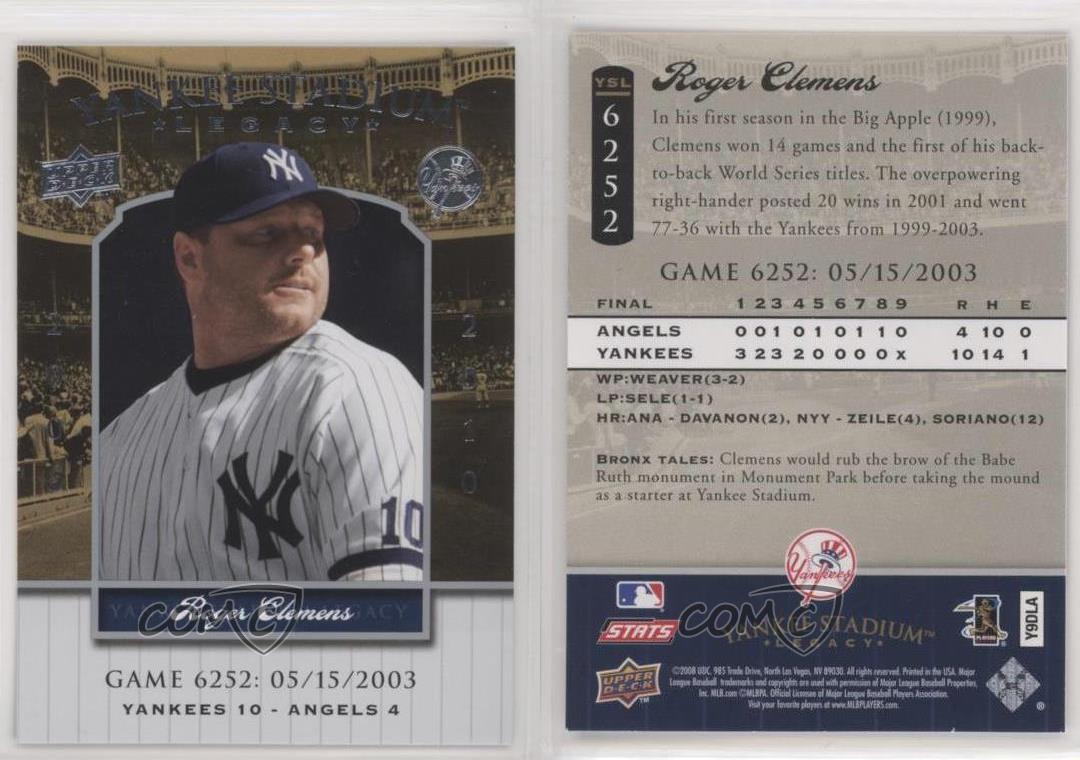 2008 Upper Deck Yankee Stadium Legacy vente en gros Roger Clemens #YSL6252