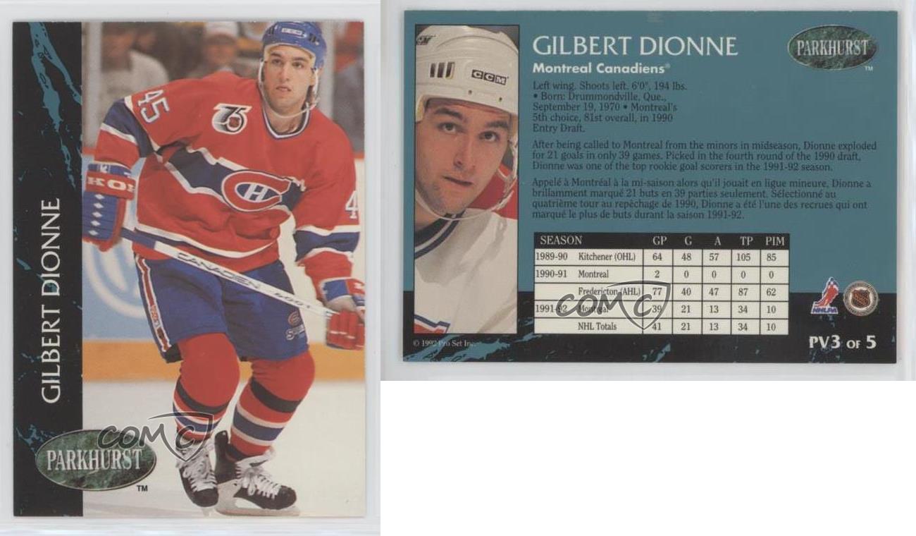 1992-93 Parkhurst Previews Gilbert Dionne #PV3 - Picture 4 of 4