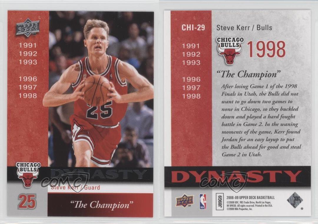 2008 09 upper deck chicago bulls dynasty chi 29 steve kerr dynasty flyer card