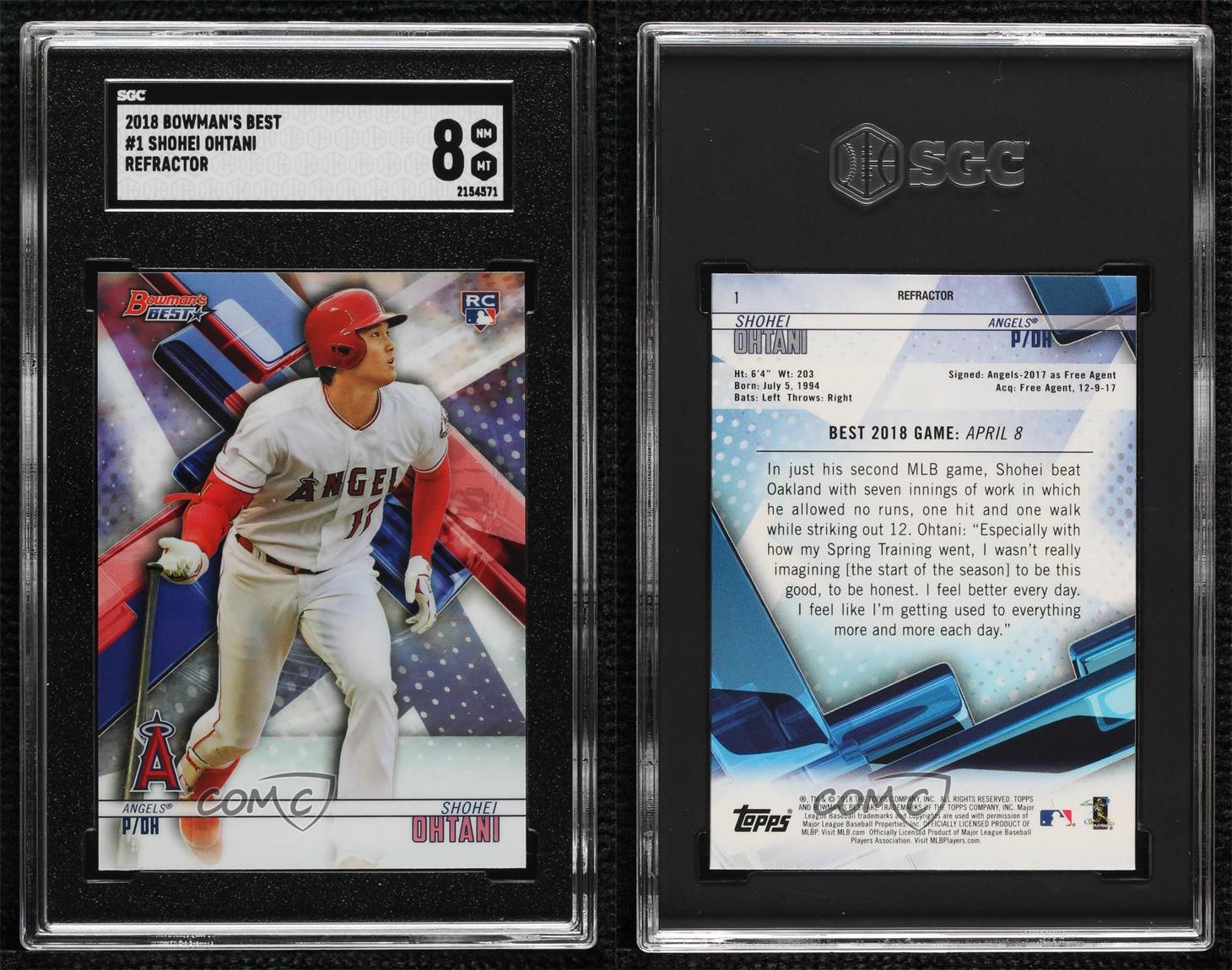 2018 Bowman's Best Refractor Shohei Ohtani #1 SGC 8 Rookie