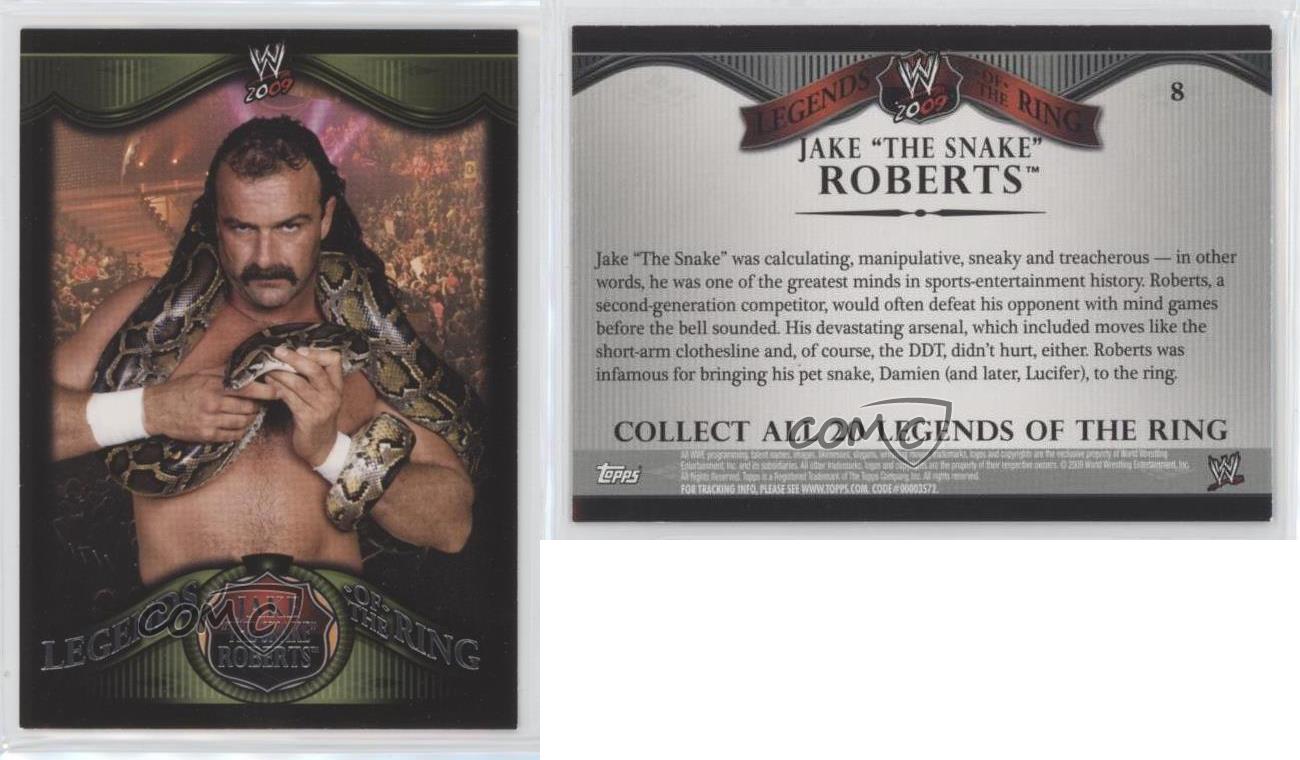 Jake The Snake Roberts Signed WWE 2009 Topps Legends of the Ring Card Autograph Autographed Wrestling Miscellaneous Items 