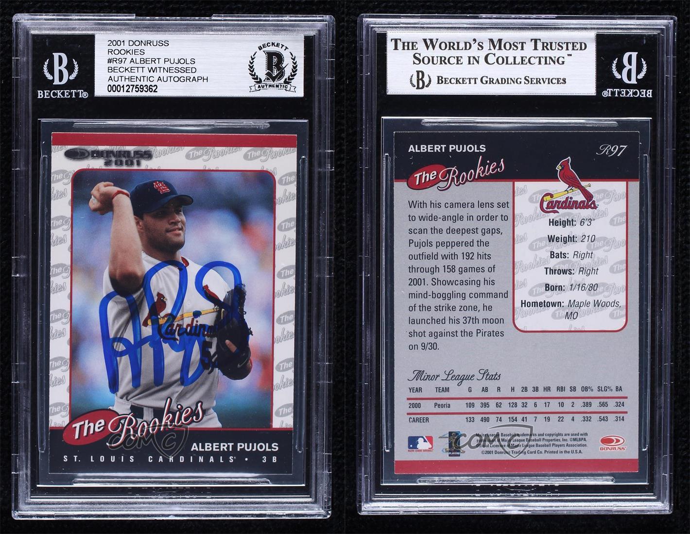 2001 Donruss Baseball's Best Bronze Albert Pujols ROOKIE #R97 BGS 10 P –  Bambino Sports Cards