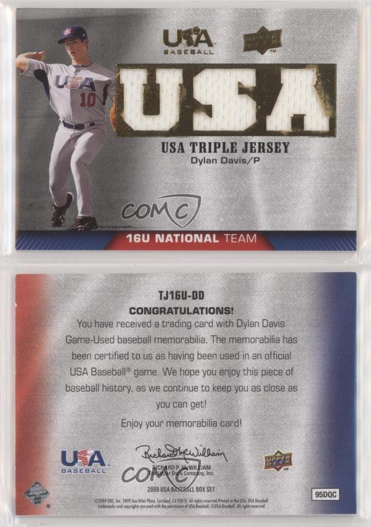 2009 Upper Deck USA Baseball Box Set Triple Jersey 16U National Team Dylan Davis - Picture 3 of 3