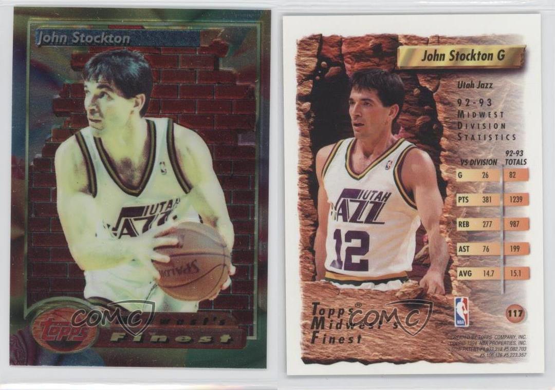 199394 Topps Finest 117 John Stockton Utah Jazz Basketball Card eBay