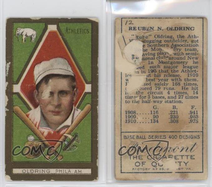 1911 T205 Piedmont Factory 25 Back Rube Oldring - Picture 3 of 3