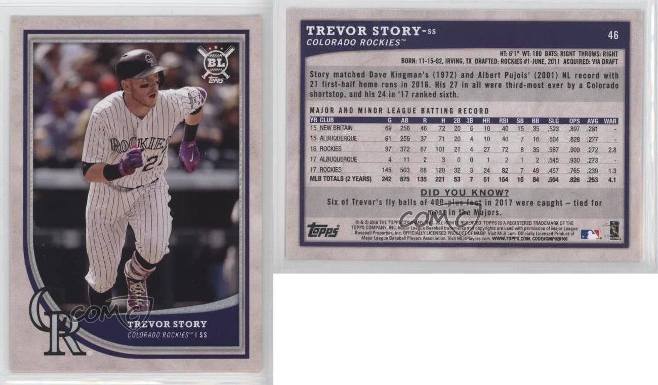  2018 Topps Big League Baseball #46 Trevor Story Colorado  Rockies MLB Trading Card : Everything Else