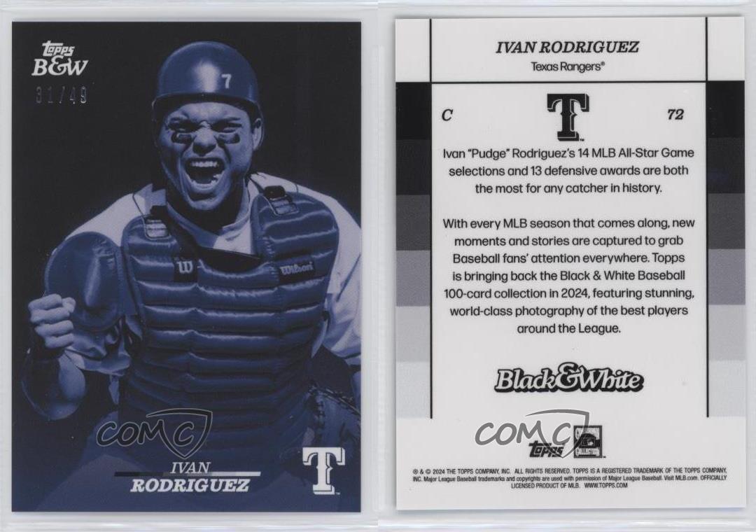 2024 Topps Black & White Blue /49 Ivan Rodriguez #72 HOF - Bild 3 von 3