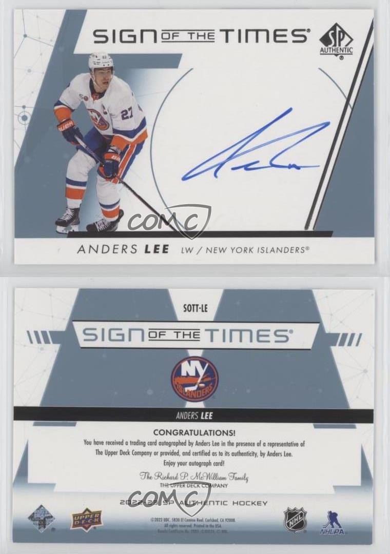 2022-23 SP Authentic Sign of the Times Anders Lee #SOTT-LE Auto