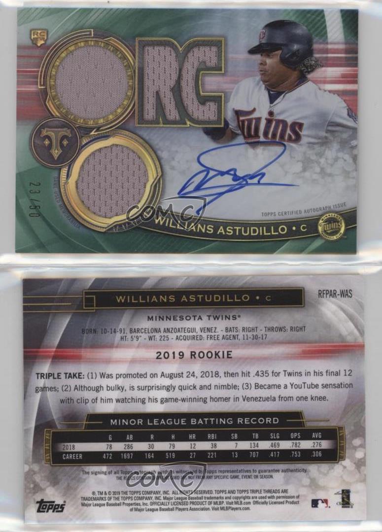 2019 Topps Triple Threads Emerald /50 Willians Astudillo #RFPAR-WAS Auto RC - Bild 4 von 4