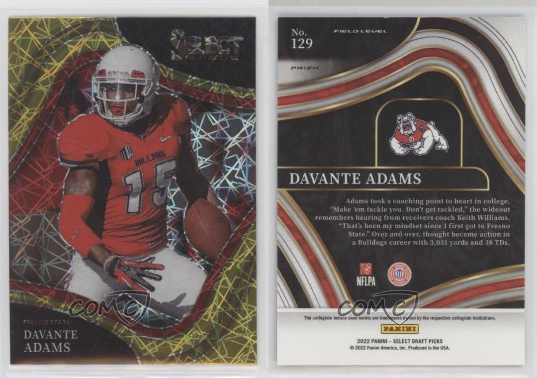 2022 Panini Select Draft Picks Davante Adams #129 Field Level GOLD LAZER  Prizm