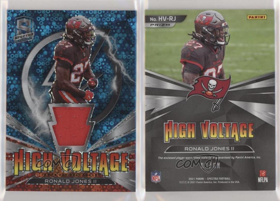 Panini Spectra 2021 alto voltaje azul neón Prizm/60 Ronald Jones II #HV-RJ - Imagen 3 de 4