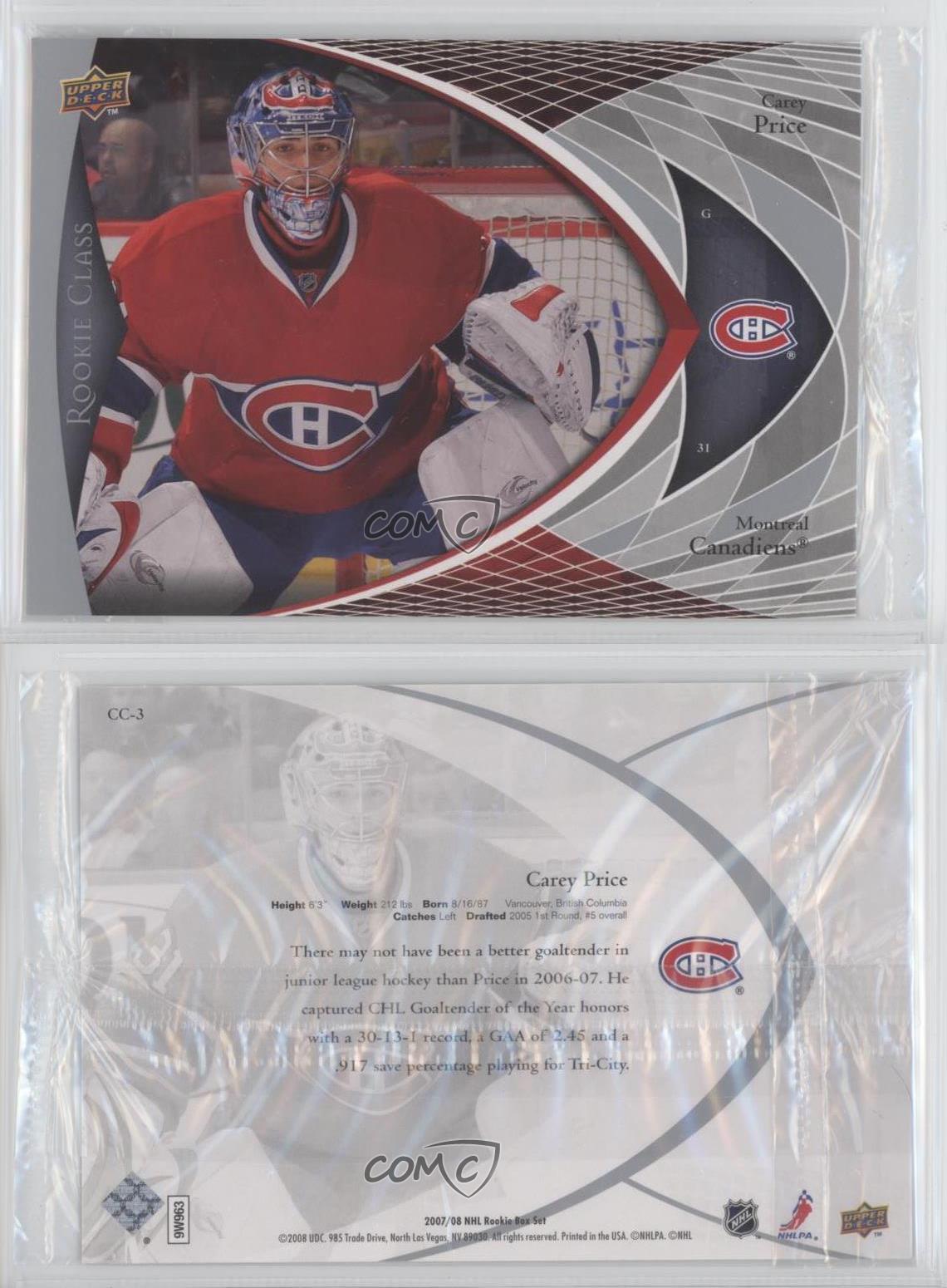 200708 Upper Deck Rookie Class Box Set Base Jumbo CC3 Carey Price