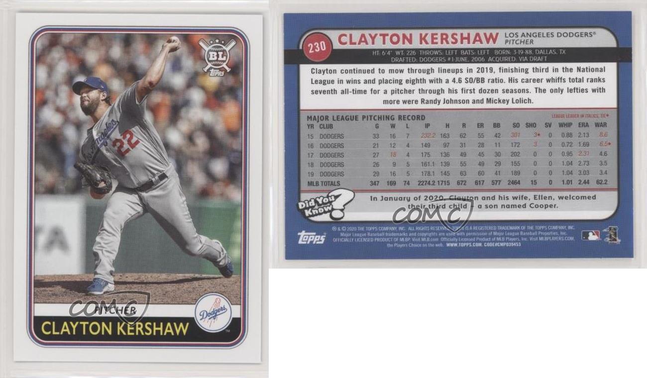 2020 Topps Big League Clayton Kershaw #230 | eBay