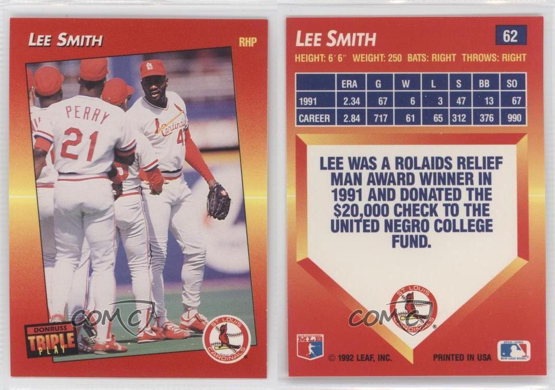 1992 Donruss Triple Play #62 Lee Smith St. Louis Cardinals Baseball Card | eBay