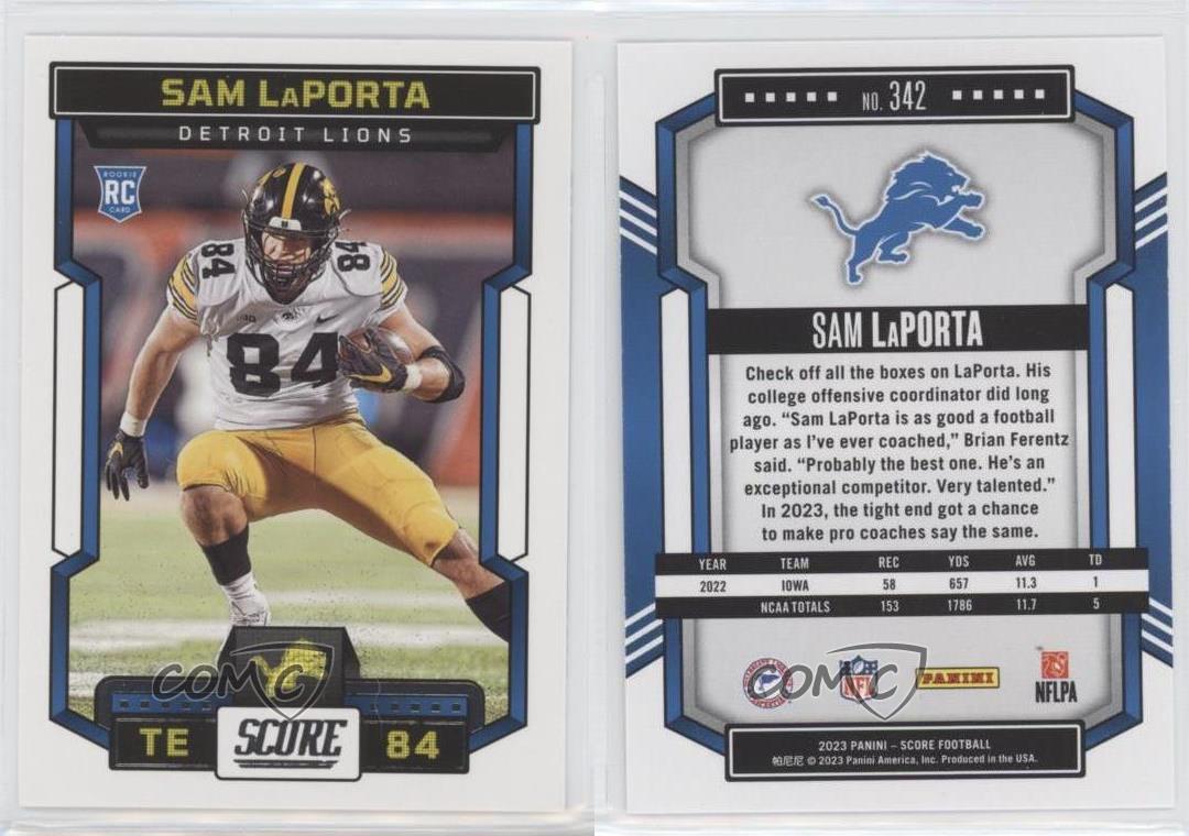 2023 Score Football #342 Sam LaPorta Rookie Signature Auto