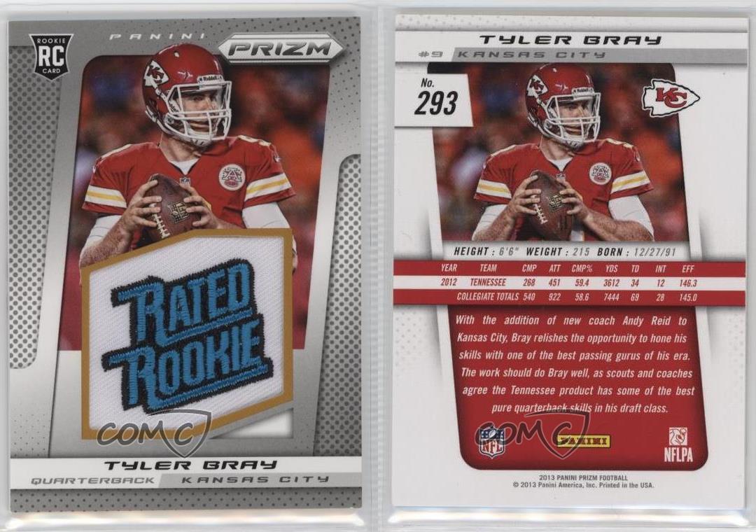 2013 Panini Prizm Rated Rookie Manufactured Tyler Bray #293 Patch RC - Bild 3 von 3
