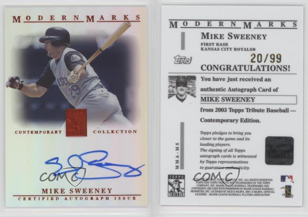2003 Topps Tribute - Contemporary Edition Modern Marks Red /99 Mike Sweeney Auto - Picture 3 of 3