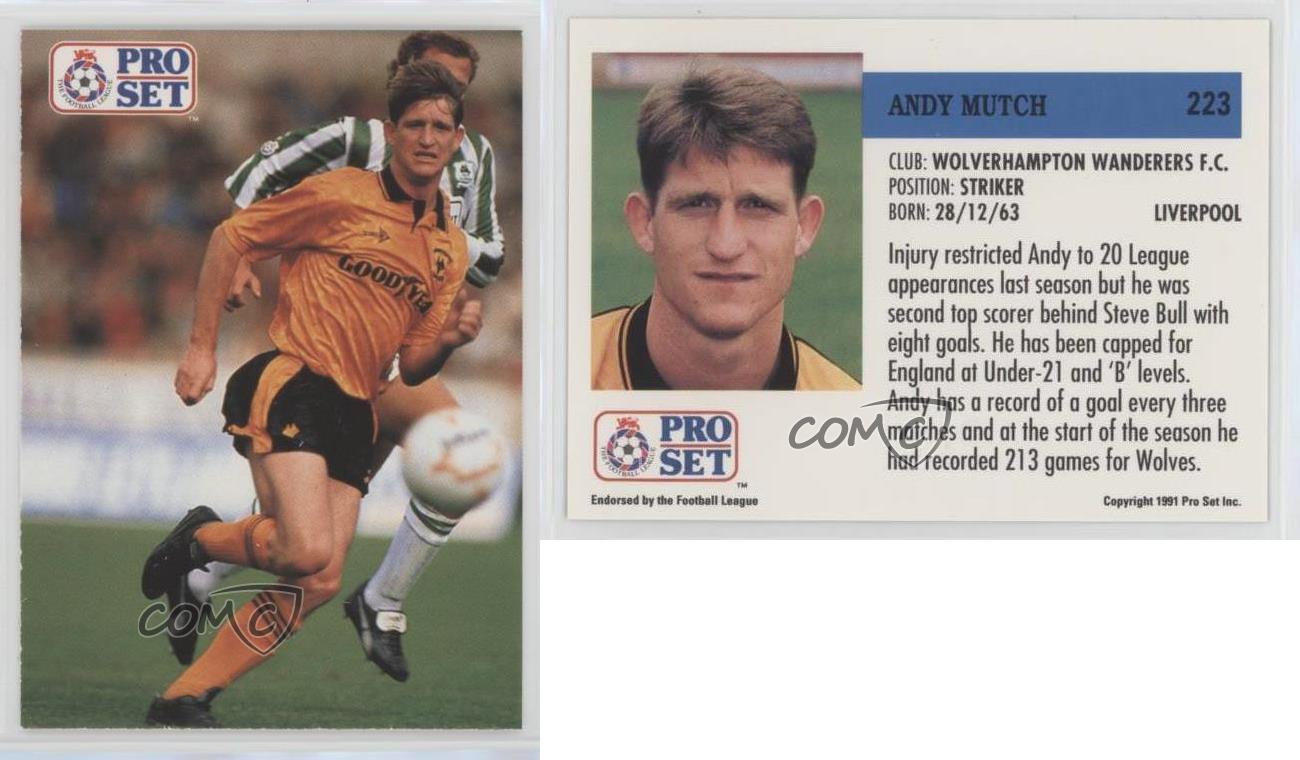 Pro Set Football 1991-1992 Wolverhampton Wanderers Andy Mutch #223 