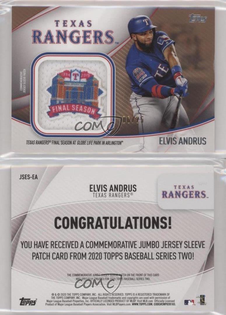 2020 Topps Special Event Jersey Sleeve Gold /25 Elvis Andrus Jumbo Patch - Bild 3 von 3
