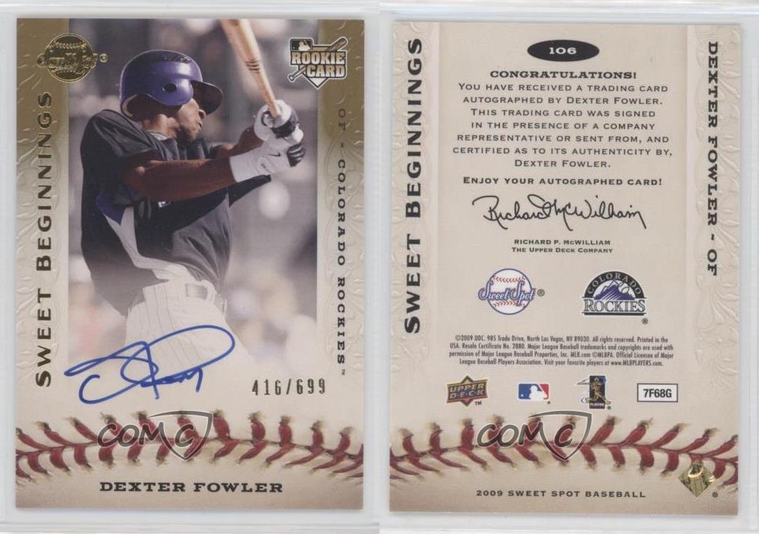 2009 Sweet Spot Sweet Beginnings /699 Dexter Fowler #106 Rookie Auto RC