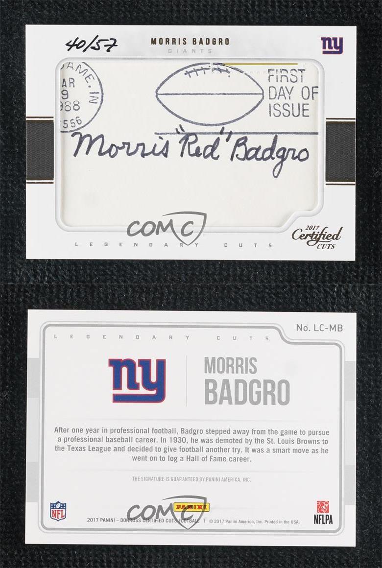 2017 Certified Cuts Legendary Cuts /57 Red Badgro Morris Badgro #LC-MB Auto HOF - Bild 3 von 3