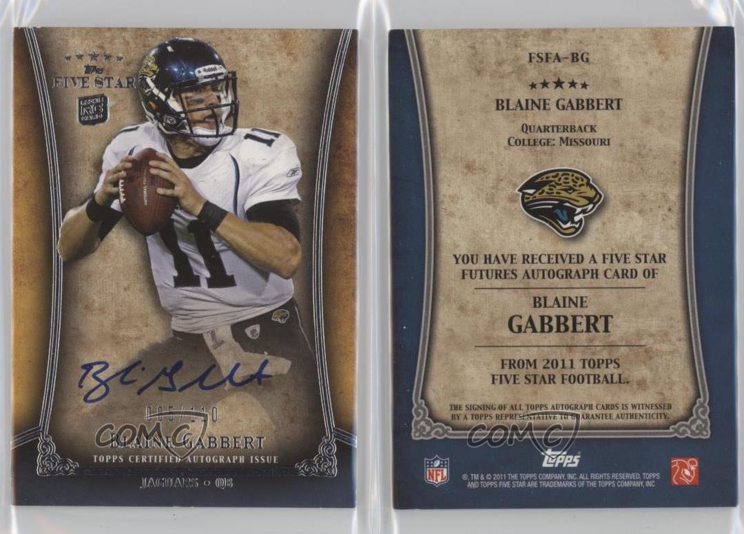 2011 Topps Five Star Futures Auto /110 Blaine Gabbert #FSFA-BG Rookie Auto RC - Picture 3 of 4