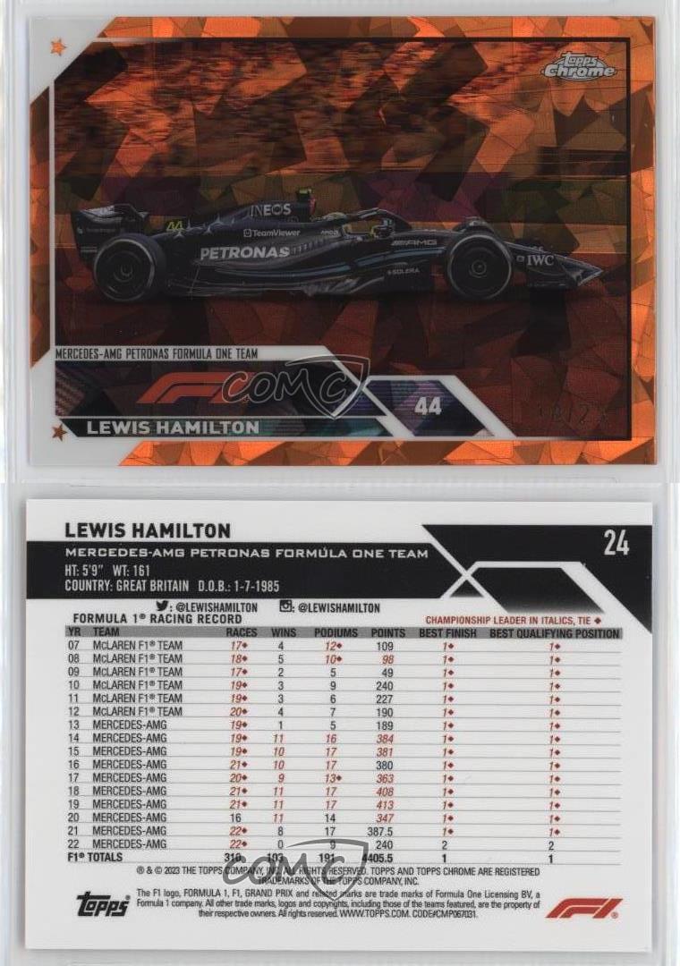 2023 Chrome Sapphire Edition Formula 1 F1 Drivers Orange /25 Lewis Hamilton #24