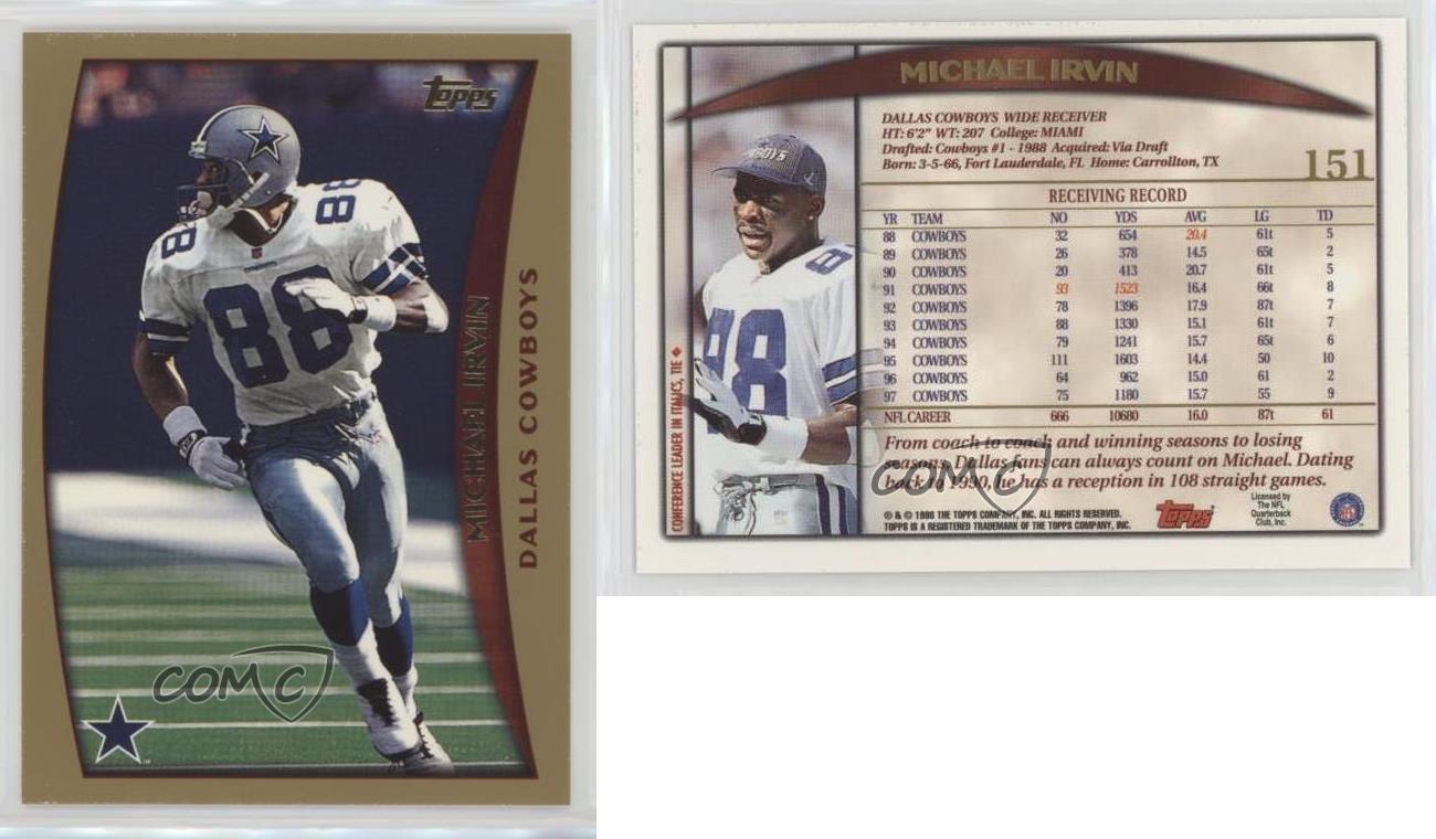 1998 Topps #151 Michael Irvin Cowboys Hof Psa 10 F3453054-723